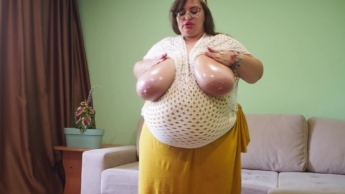 Goddess Aphrodite playing oiling tits